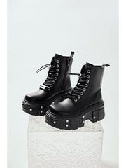 Punk Metal Decor Zipper Platforms Martin Boots