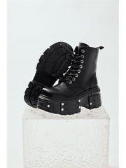 Punk Metal Decor Zipper Platforms Martin Boots