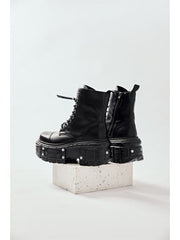 Punk Metal Decor Zipper Platforms Martin Boots