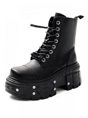 Punk Metal Decor Zipper Platforms Martin Boots