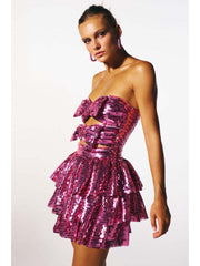 Bow A-line Sequin Formal Sleeveless Dresses