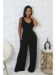 Rib Puff Sleeve Shrug V Neck Jumpsuit 2 Piece Sets