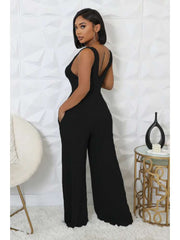 Rib Puff Sleeve Shrug V Neck Jumpsuit 2 Piece Sets