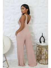 Rib Puff Sleeve Shrug V Neck Jumpsuit 2 Piece Sets