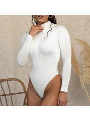 Solid Color Long Sleeve Corset Bodysuit