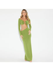 Ruched Off Shoulder Hollow Out Maxi Dress