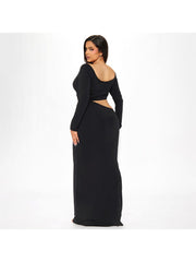 Ruched Off Shoulder Hollow Out Maxi Dress