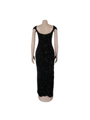 Sequin V Neck Sleeveless Split Hem Maxi Dress