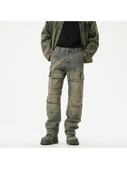 Washed Straight Cargo Men's Jeans