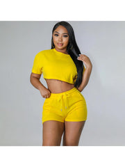 Solid Color Fitted Plus Size Pant Sets