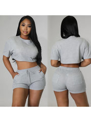 Solid Color Fitted Plus Size Pant Sets