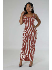 Zebra Reversible Plus Size Bodycon Sleeveless Dresses