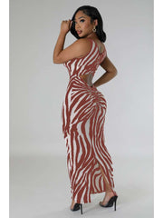 Zebra Reversible Plus Size Bodycon Sleeveless Dresses