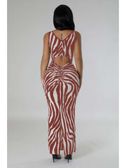 Zebra Reversible Plus Size Bodycon Sleeveless Dresses