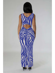 Zebra Reversible Plus Size Bodycon Sleeveless Dresses