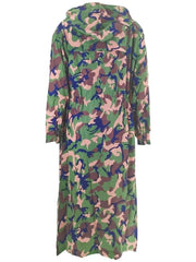 Camouflage Drawstring Hooded Long Trench Coat