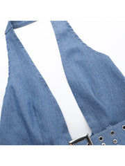 Halter Backless Denim Tanks