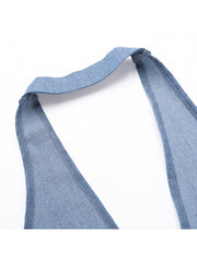 Halter Backless Denim Tanks