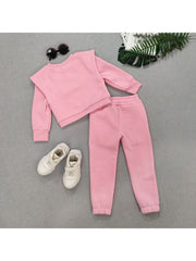 Plain Color Pullover Bodycon Girl Pants Sets