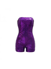 Sequin Zipper Strapless Rompers