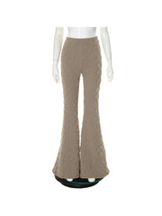 Plain High Rise Elastic Waist Flared Pants