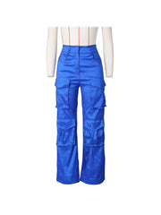 Plain Color Multi Pocket Straight Cargo Pants