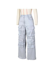 Plain Color Multi Pocket Straight Cargo Pants