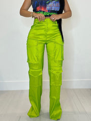 Plain Color Multi Pocket Straight Cargo Pants