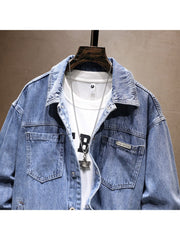 Long Sleeve Single Breasted Men's Denim Jackets