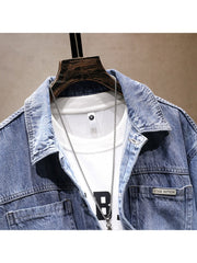 Long Sleeve Single Breasted Men's Denim Jackets