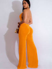 Halter Backless Wide Leg Jumpsuits