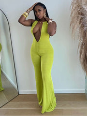 Halter Backless Wide Leg Jumpsuits