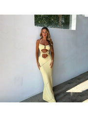 Halter Hollow-out Backless Maxi Dress