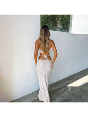 Halter Hollow-out Backless Maxi Dress