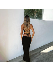 Halter Hollow-out Backless Maxi Dress