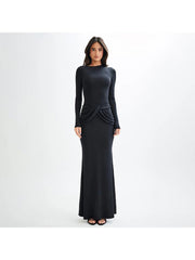 Ruched Bodycon Long Sleeves Maxi Dress