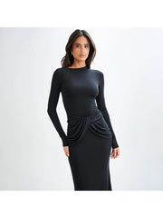 Ruched Bodycon Long Sleeves Maxi Dress