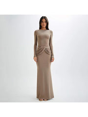 Ruched Bodycon Long Sleeves Maxi Dress