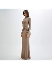 Ruched Bodycon Long Sleeves Maxi Dress