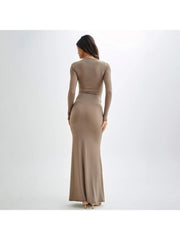 Ruched Bodycon Long Sleeves Maxi Dress