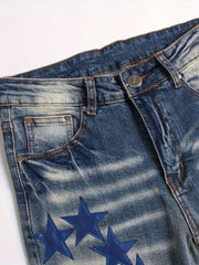 Star Washed Mid-rise Men's Jeans