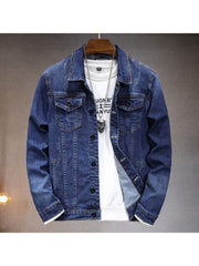 Long Sleeve Single Breasted Men's Denim Jackets