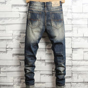 Ripped Washed Mid-rise Men's Jeans