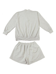 Plain Loose Buckle Cardigan Short Sets