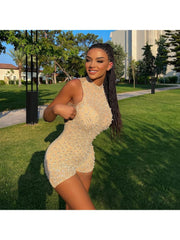 Beading Bodycon Sleeveless Rompers