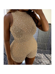 Beading Bodycon Sleeveless Rompers