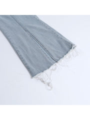 Hollow-out Tie-wrap Split Hem Flare Leg Jeans