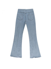 Hollow-out Tie-wrap Split Hem Flare Leg Jeans