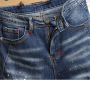 Ripped Washed Mid-rise Men's Jeans