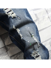 Ripped Washed Mid-rise Men's Jeans